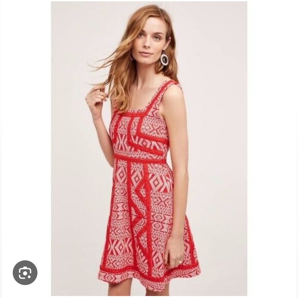 Anthropologie Maeve Women's 6 Red Emma Sleeveless Mini Dress